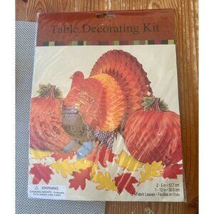 Thanksgiving Honeycomb Table Decorating Kit Turkey Pumpkins Fall Leaves New
